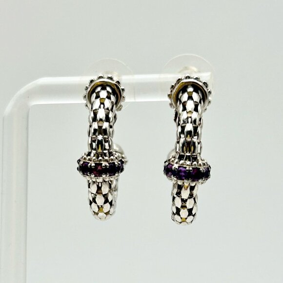 Phillip Gavriel Prosecco Sterling Siver Amethyst Hoops Earrings - Picture 8 of 9
